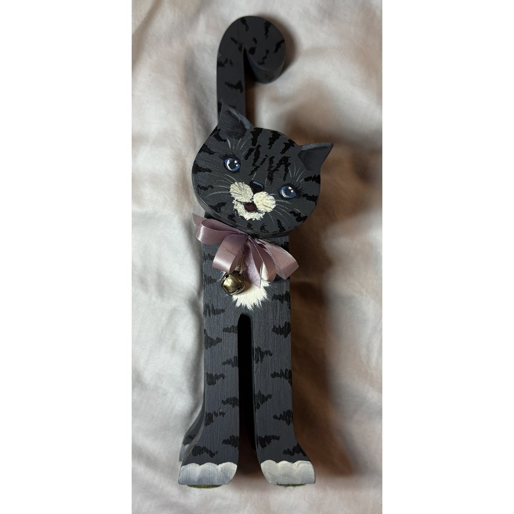 Handcrafted Cat Kitten Folk Art New Shelf Sitter Handpainted
